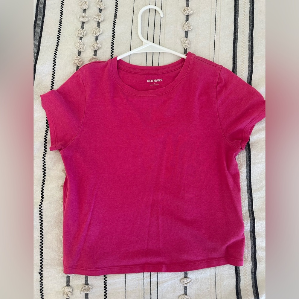 Old Navy Girls Hot Pink Short-Sleeve Crewneck Tee